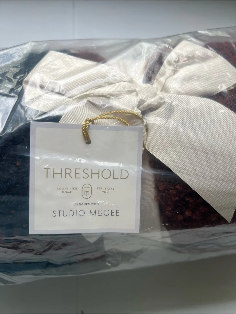 Threshold Plush Throw Blanket - Deep Burgundy & Black
